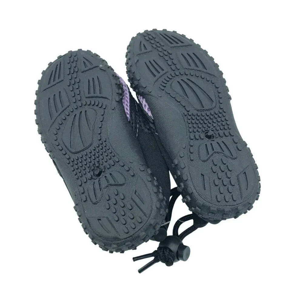Easy USA Toddler Girls Water Shoes Mesh Drawstring Purple Black Size 9